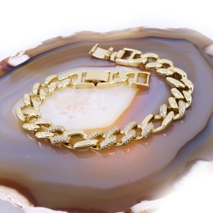 Bratara zale Plate Unisex Placata cu Aur cu cristale Zirconia c1715