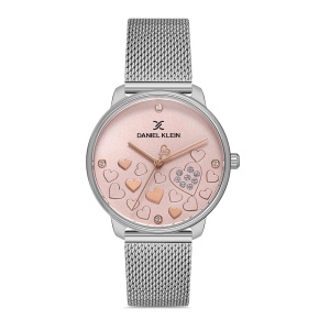 Ceas pentru dama, curea Mesh si cadran Roz daniel klein trendy, dk.1.12930.4