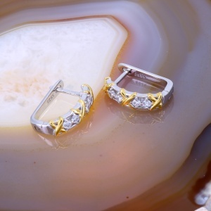 Cercei din Argint Partial placat cu aur cu cristale zirconia c4342
