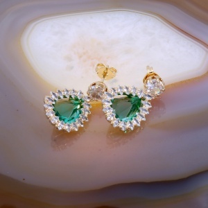 Cercei eleganti cu Cristal Verde Lacrima c4074