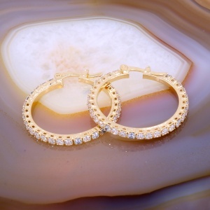 Cercei Placati cu Aur de jur imprejur cu Cristale Zirconia c4059