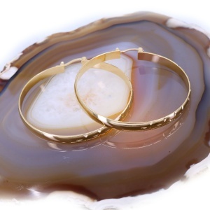 Cercei Plati Rotunzi, creole 5cm placati cu aur 18K c4190