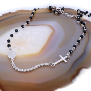 Colier Religios din Argint cu Pandantiv Cruce si Cristale Zirconia c1604