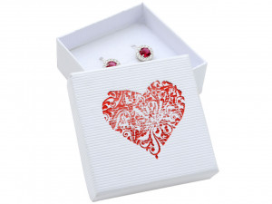 Cutie de Carton culoare Alb cu Imprimeu Inima Rosie
