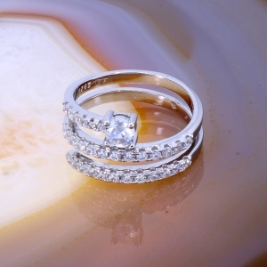 Inel 3 randuri de cristale zirconia din Argint 925 c3170