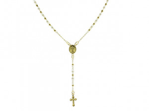 lant Placat cu Aur 18k, model Rozariu, cu perle c496