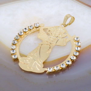 Pandantiv Placat cu Aur Galben 18K model Religios cu Cristale CZ 505