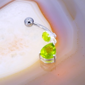 Piercing de Argint 925 pentru Buric cu Cristale Verzi c1293