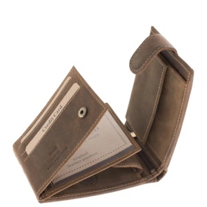 Portofel din piele naturala model Hobby Ski marca GreenDeed culoare Maro cu capsa - Img 5