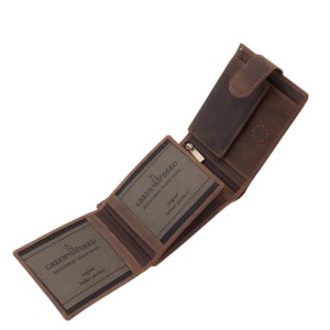 Portofel Zodie Varsator marca GreenDeed din piele Naturala maro cu capsa de protectie - Img 3