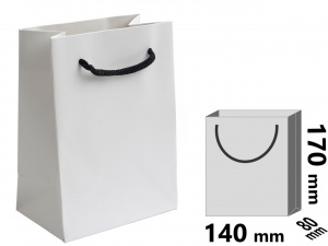 Punga din Hartie Culoare Alb cu Manere Snur Negru c23579