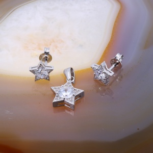 Set din Argint model Stea cu Cristale Zirconia c1635