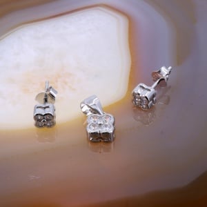 Set Floricica din Argint cu Cristale Zirconia Albe Transparente c1706