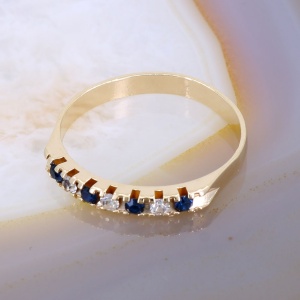 Simple Ring Inel Placat cu Aur Galben decorat cu Cristale 1604
