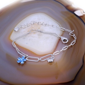 Bratara din Argint cu pandantiv Floare si cristale Zirconia Albastre c3293