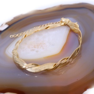 Bratara lata model impletit Placata cu Aur 18K c1759.2 - Img 2