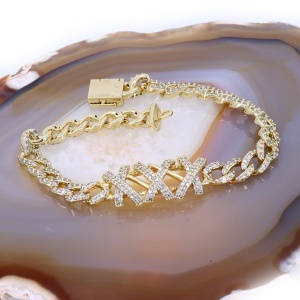 Bratara Placata cu Aur presarata cu cristale Zirconia asezate in X c1725