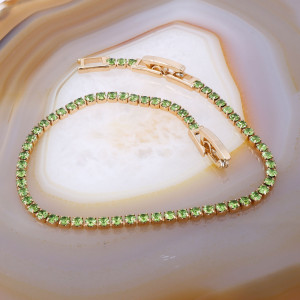 Bratara Placata cu Aur Rose model Tennis cu Cristale Zirconia Verde cod 1510
