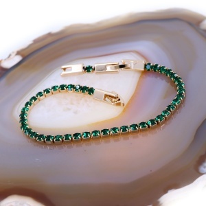 Bratara Tennis placata cu aur 18K cu cristale verzi c1771