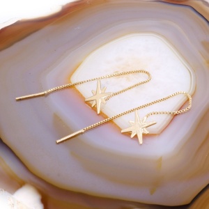 Cercei cu Fir Lung model Stea Placati cu Aur 18K c2867