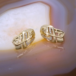 Cercei Ovali placati cu aur galben si completati cu cristale Zirconia c4134
