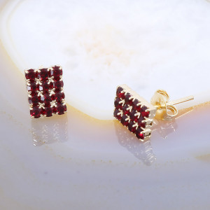 Cercei Placati cu Aur 18K cu Cristale Zirconia Rosii 3265