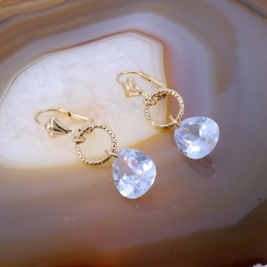 Cercei Placati cu Aur decorati cu Cristal Lacrima culoare Mov c3914