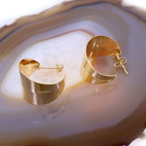 Cercei plati model pana placati cu aur 18K c4236 - Img 2