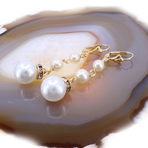 Cercei Sirag de Perle Placati cu Aur cu Cristale Zirconia c3816