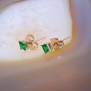 Cercei Square Cut Placati cu Aur cu Cristal Zirconia Verde c3920
