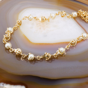 Colier cu Pandantive Perle Mici Placat cu Aur Galben 18K c1062