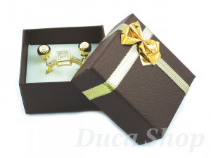Cutie Ambalaj Cadou cu Funda Aurie, culoare Maro inchis, cod 60