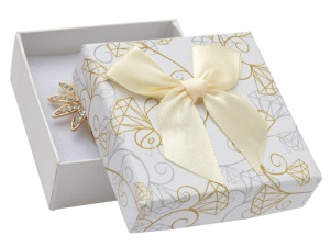 Cutie de Carton cu Funda Textila Crem si Imprimeu Diamante c207