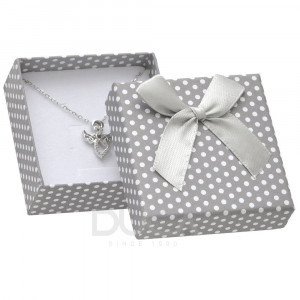 Cutie de Carton Culoare Gri cu Funda si buline albe 149