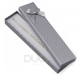 Cutie pe lung de Carton Gri cu Funda si Buline Albe 146