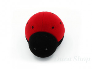 Cutie pt Inel din Catifea culoare Rosu cu Negru model Buburuza cu Deschidere c122