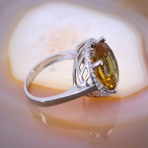 Inel Argint 925 cu piatra mare rotunda zultanit si cristale zirconia c3302 - Img 2