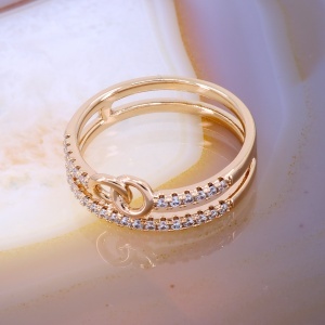 Inel Cercuri Unite placat cu aur rose cu Cristale zirconia c1680