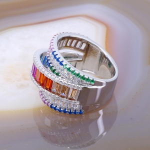 Inel Deosebit din Argint cu Cristale Zirconia Collor Mix