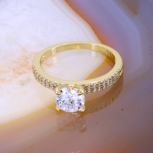 Inel din Argint 925 placat cu aur model Solitaire pave cu cristale Zirconia c3147