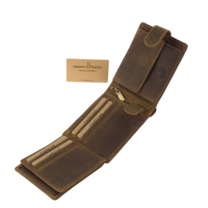 Portofel din piele maro Naturala marca GreenDeed model cap de Cal - Img 4