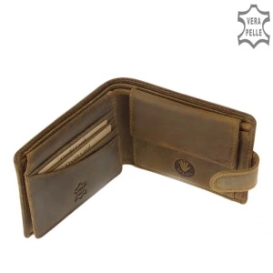 Portofel din piele naturala maro cu motiv fantastic cu capsa de protectie marca GreenDeed - Img 2
