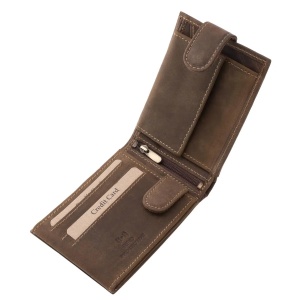Portofel din piele naturala model Hobby Ski marca GreenDeed culoare Maro cu capsa - Img 2