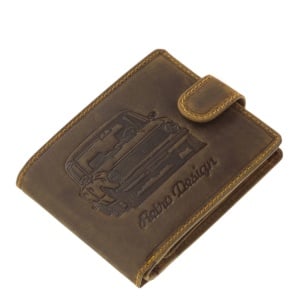 Portofel din piele naturala model Masina Retro culoare Maro cu Capsa - Img 2