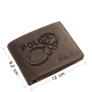 Portofel din piele naturala model Police catuse culoare Maro - Img 2
