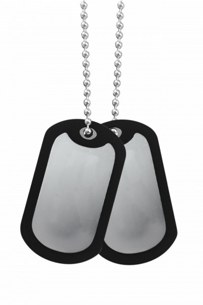 2 Military Tags 1 Rubber Edge Chain - Img 2