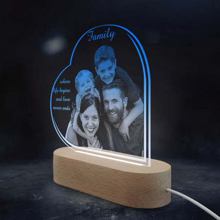 Veioza Family Albastra LED Personalizata - Img 2