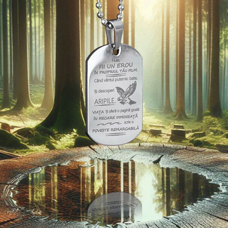 Small Army Pendant with Message for Son - Img 2