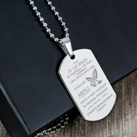 Small Army Pendant with Message for Son - Img 3