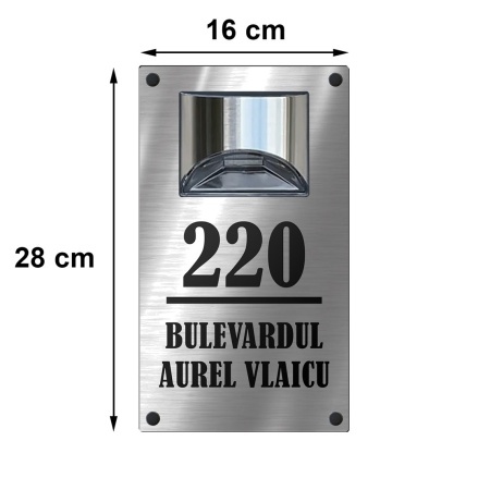 House Number with Solar Lamp, Personalized Silver - Img 6